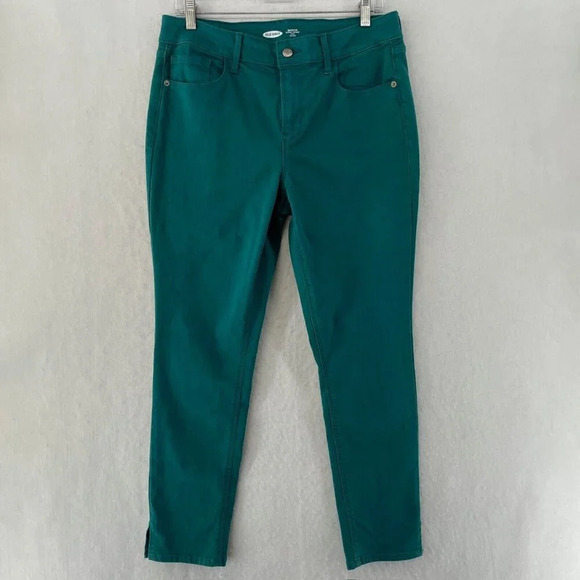 Old Navy Pants Women's Sz 12 Tattle Teal Denim Super Skinny Stretch Ankle Jeans - Picture 1 of 12